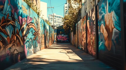 Fototapeta premium Vibrant Graffiti Alley: Urban Art Explosion