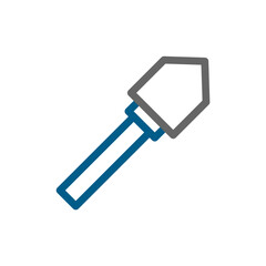 Shovel icon for construction, gardening, and agriculture. Concept of work, digging, and tool.