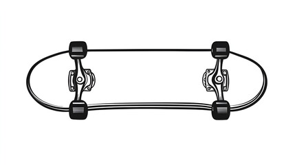 Simple skateboard illustration, minimalist design, urban sports concept, outline graphic, creative dynamics
