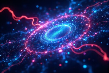 A futuristic representation of quantum processing with vibrant trails