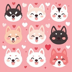 Fototapeta premium set of dogs faces