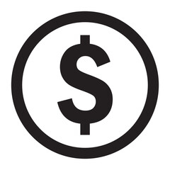 Dollar icon, dollar coin. Black Line USD Dollar money currency icon clipart in vector USA money for business, finance, web site interface, infographic decoration elements vector illustration.