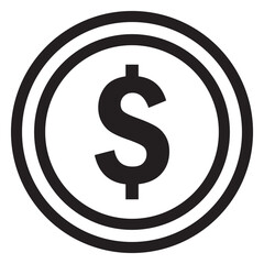 Dollar icon, dollar coin. Black Line USD Dollar money currency icon clipart in vector USA money for business, finance, web site interface, infographic decoration elements vector illustration.