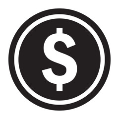 Dollar icon, dollar coin. Black Line USD Dollar money currency icon clipart in vector USA money for business, finance, web site interface, infographic decoration elements vector illustration.