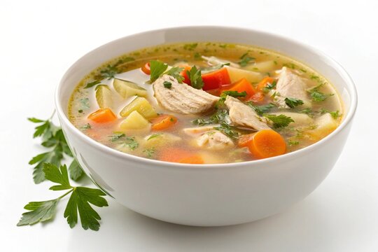 chicken soup isolated on white background