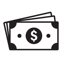 Dollar icon. Vector icon of cash money dollar. Vector Dollar sign, money dollar icon, currency dollar bill symbol in white background