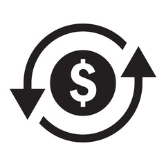 American dollar currency or dollar symbol flat icon on isolated background