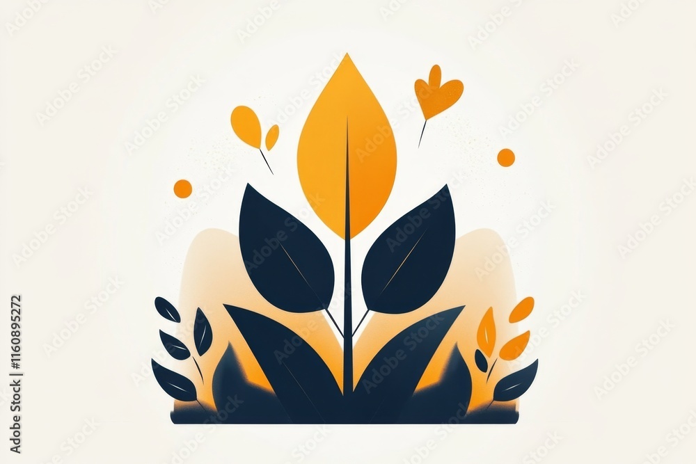 Aufkleber A clean depiction of a tree sprouting new leaves, with simple lines and soft gradients