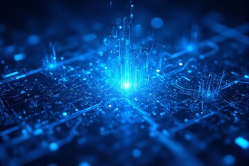 Obraz premium A digital map of quantum computing infrastructure in vibrant blue