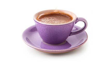 Fototapeta premium Aromatic espresso in a purple cup and saucer.