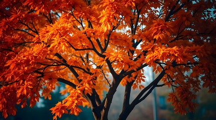autumn leaves in the sun