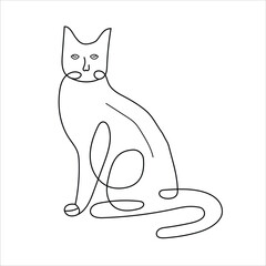 Hand drawn cute cat line art drawing vector illustration