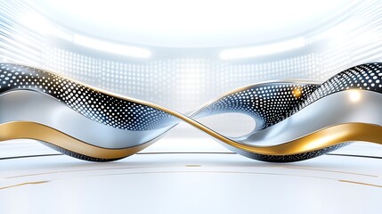 Abstract Gold and Silver Wave Design  Modern  D Render