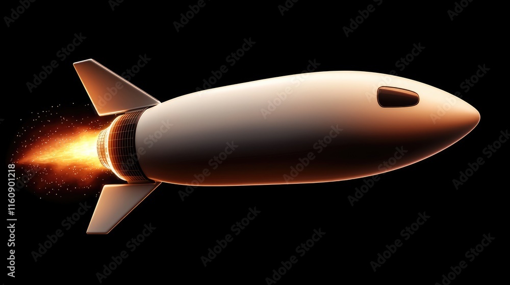 Poster rocket launch event space digital art dark environment side view innovation and exploration
