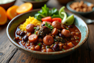 Brazilian Feijoada in Vibrant Style with Rich Flavors Representing Cultural Cuisine