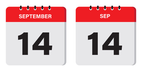 September 14 calendar icon design vector illustration isolated on white background