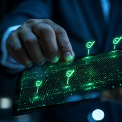 Businessman Using a Checklist for Quality Assessment