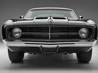 A muscle car photographed directly from the front