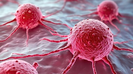 Microscopic view of cancer cells.