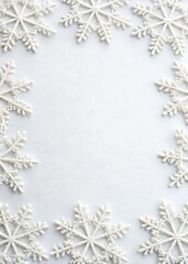 The snowflakes are isolated on a white or transparent background, highlighting the frame's shape and design, ideal for seasonal use.