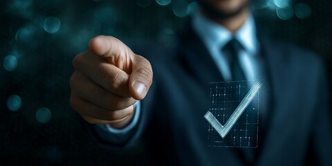 Naklejka premium Businessman Using a Checklist for Quality Assessment