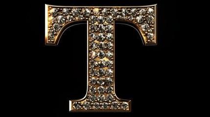 Exquisite Gold Letter T with Sparkling Diamonds