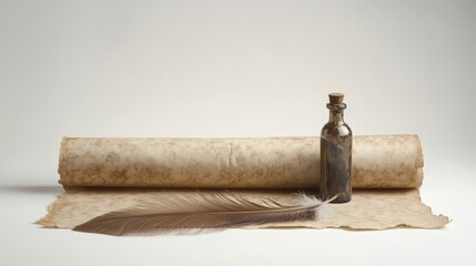 Ancient Scroll with Quill and Ink - Timeless Artifact