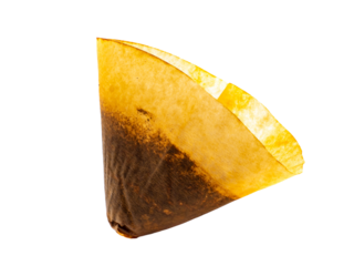 old used coffee filter isolated on transparent background