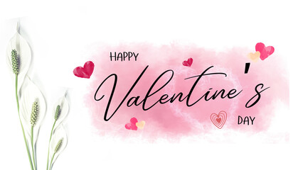 Happy Valentine's Day typography handwritten calligraphy text with heart popup on white background. For Valentines day concept