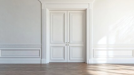 Elegant White Room with Classic Doorway Design