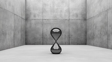 Timeless Sands: Black and White Hourglass with Copy Space