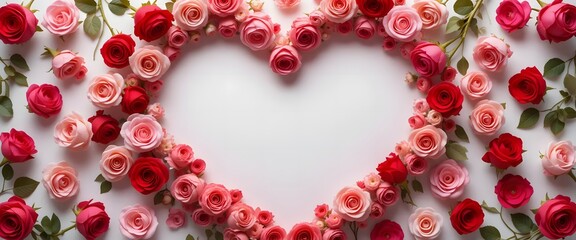 Obraz premium Romantic Rose Heart: A Delicate Floral Arrangement