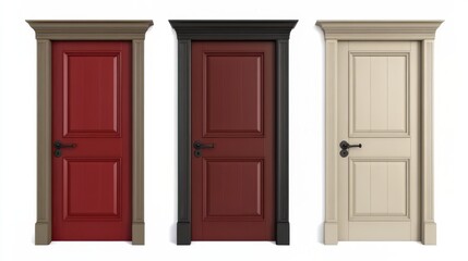 Elegant Classic Doors in Red, Beige and Black - Architectural Design