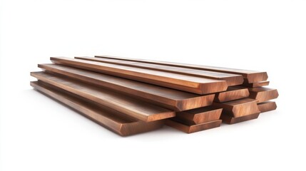 Copper Metal Bars Stacked for Industrial Use