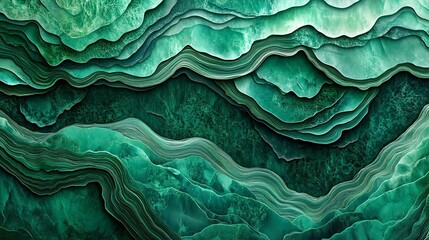 Elegant layers of green abstract textures, resembling serene topography. Perfect for creative backgrounds, digital art, and modern design projects.
