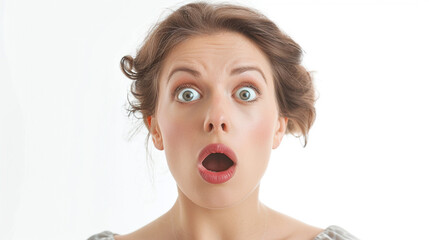 A woman who is surprised by a sudden change. on an isolated white background, object focused, png, stock image, hd quality,