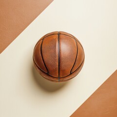 Obraz premium Basketball on a Minimalist Background with Geometric Shapes