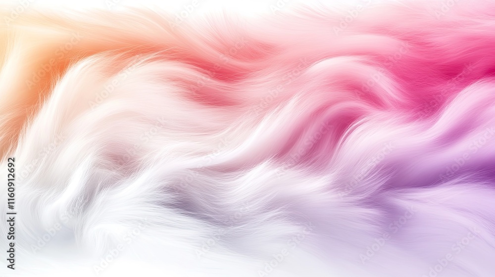 Poster abstract flowing waves of colorful soft fur texture, blending vibrant hues and smooth gradients for 