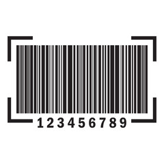 Scanning barcode icon. Barcode vector icon with numbers. Flat style bar code vector on white background.
