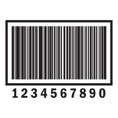 Scanning barcode icon. Barcode vector icon with numbers. Flat style bar code vector on white background.