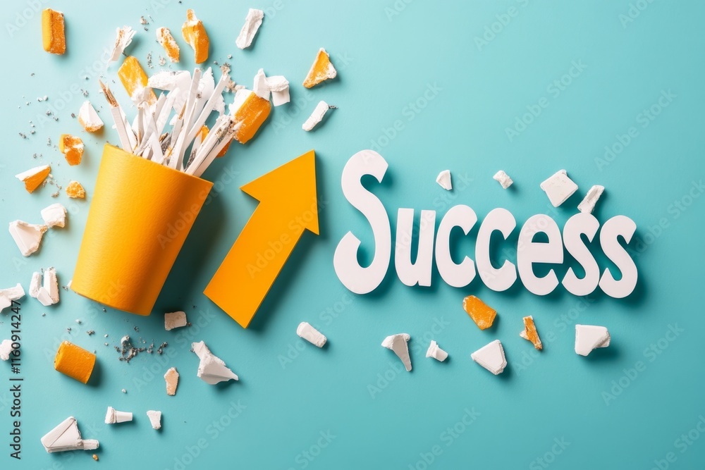 Poster a progress bar illustration with â€œsuccessâ€ at the end, gradually filling up to signify growth