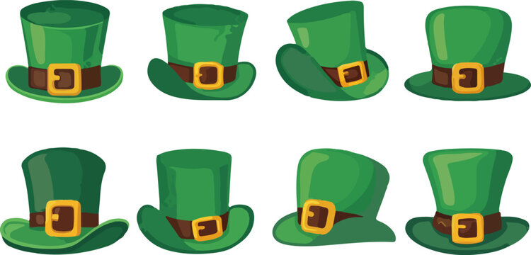 Collection of Green Leprechaun Hats in Various Styles