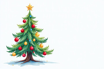 Obraz premium cute watercolor christmas tree features colorful balls branches