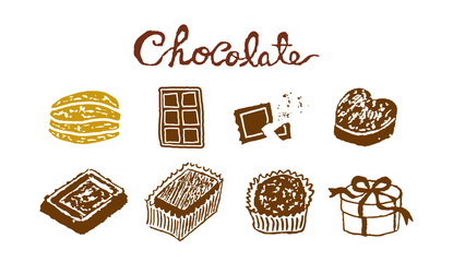 Set of hand-drawn chocolate illustrations