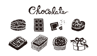 Set of hand-drawn chocolate illustrations