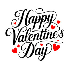 Happy Valentine's Day typography design with hearts.