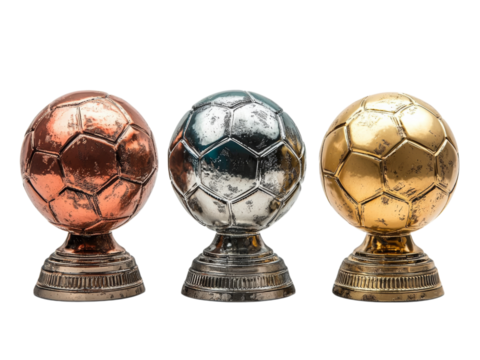 Soccer Awards Trophies for Best Players Displayed Isolated on transparent background - Powered by Adobe