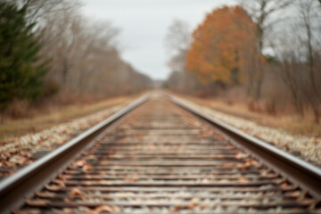 Obraz premium Blurred tracks to a distant forest