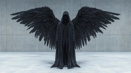 Fallen Angel: Dark Portrait of a Hooded Woman with AI-Generated Wings