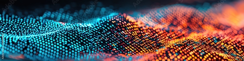Poster abstract visualization of colorful data points in wave formation
